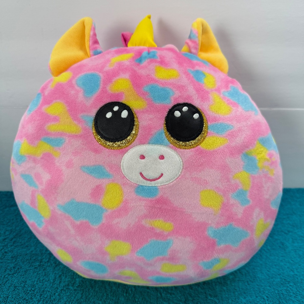 Ty Squishaboo Fantasia the Unicorn Pink Tie Dye Plush Beanie Boo Large 14 inch